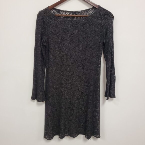 Tessuto Womens Open Knit Metallic Fairy Grunge Mini Dress Size M Whimsigoth - Picture 1 of 10